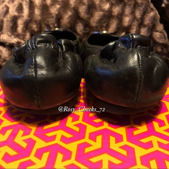 Tory Burch Black and Silver Reva Ballet Flats - Picture 4 of 6